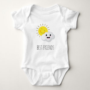 Humorvolle Sonne und Wolken Die besten Freunde Car Baby Strampler