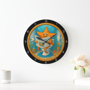 Humorvolle Sternenbadewanne Große Wanduhr