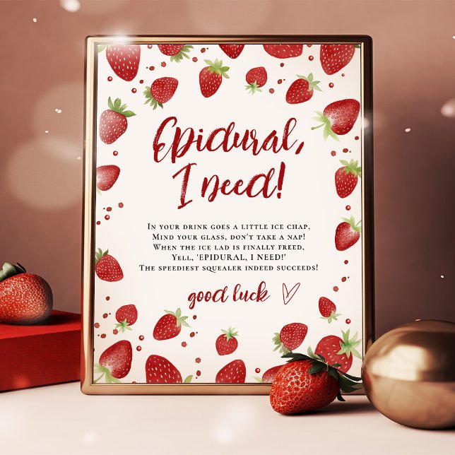 Humorvolle Strandfarben Strawberry Babydusche Anze Poster (Von Creator hochgeladen)