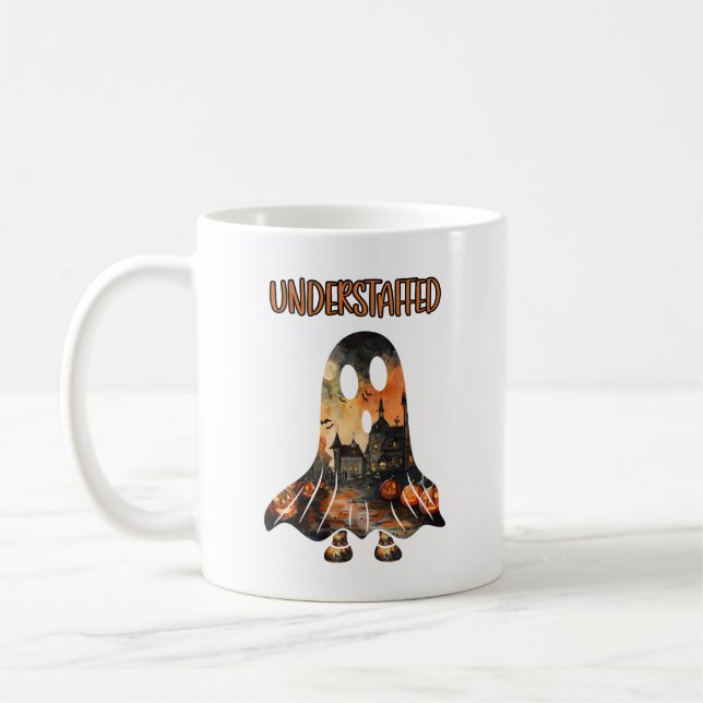 Humorvolle Tasse Ghost Halloween unterbesetzt (Links)