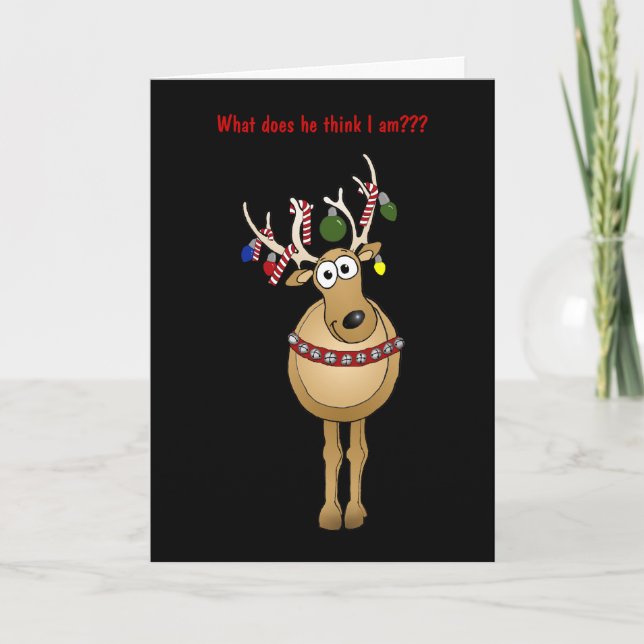 Humorvolle Weihnachtsbaumkarte. Feiertagskarte (Vorderseite)