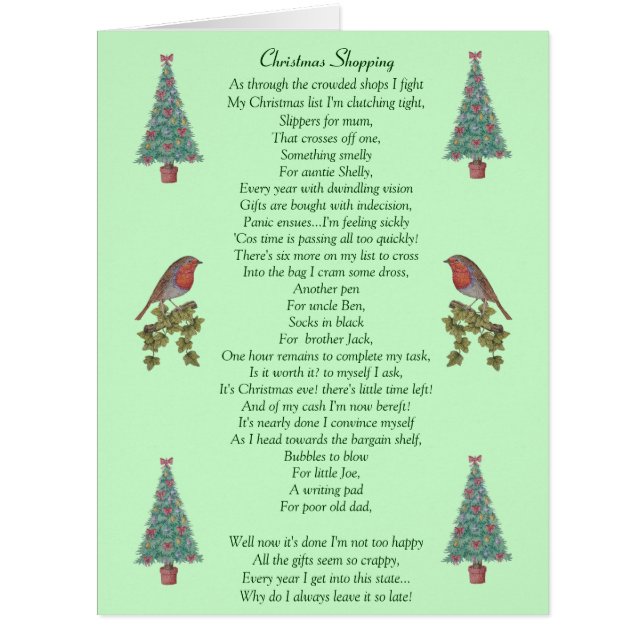 humorvolle Weihnachtsgedicht robin und Weihnachtsb (Vorderseite)