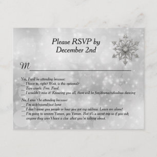 Humorvolle Winter-Schneeflocken-Hochzeits-RSVP-Kar Einladung