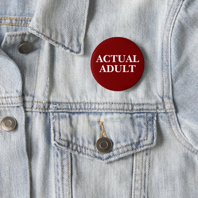 Humorvoller "Echter Erwachsener" Button (Beispiel)