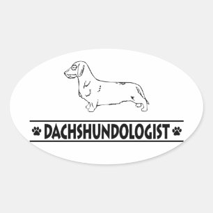 Humorvoller Rauhhaar-Dackel Ovaler Aufkleber