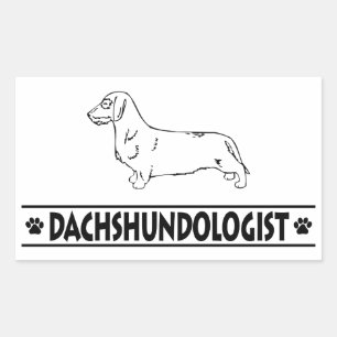 Humorvoller Rauhhaar-Dackel Rechteckiger Aufkleber