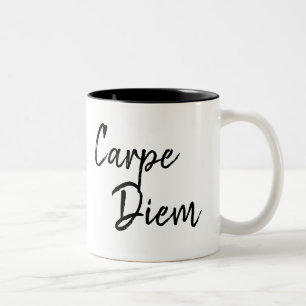 humorvoller Sprichwort   carpe diem   Kaffee Zweifarbige Tasse