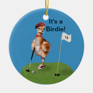Humorvoller Vogel, der Golf, kundengerechten Text Keramikornament