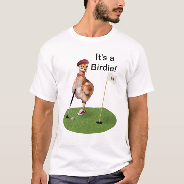 Humorvoller Vogel, der Golf, kundengerechten Text T-Shirt (Vorderseite)
