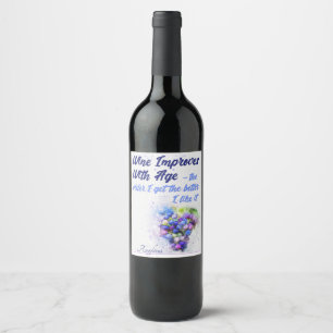 Humorvoller Wein verbessert Alters-blaue rosa Weinetikett