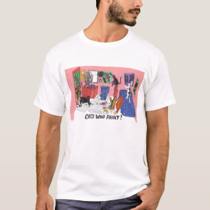 Humorvolles Farbzeichnen der Haus-Katzen, die T-Shirt