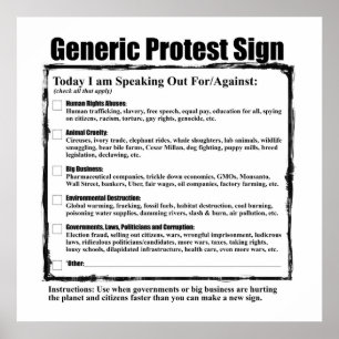 Humorvolles generisches Protest-Zeichen Poster
