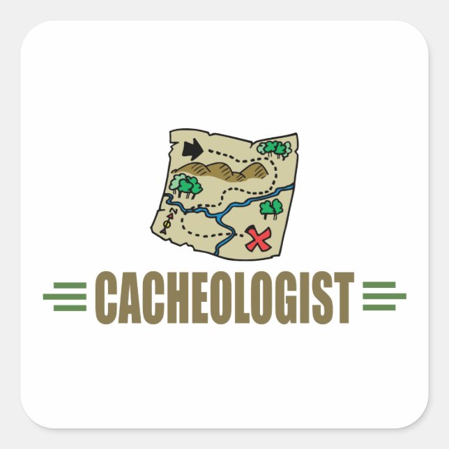 Humorvolles Geocaching Quadratischer Aufkleber (Vorderseite)