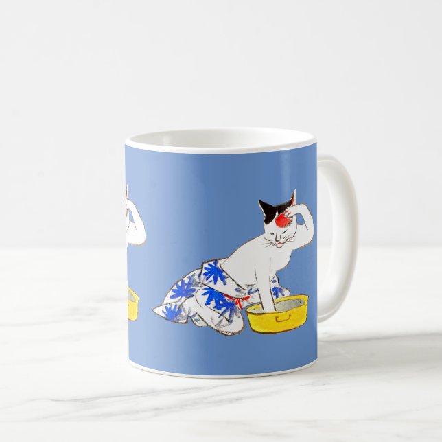 Humorvolles japanisches Katzenbaden I Kaffeetasse (VorderseiteRechts)