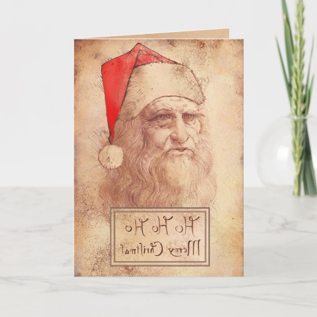 Humorvolles LEONARDO als Sankt Feiertagskarte (Vorderseite)