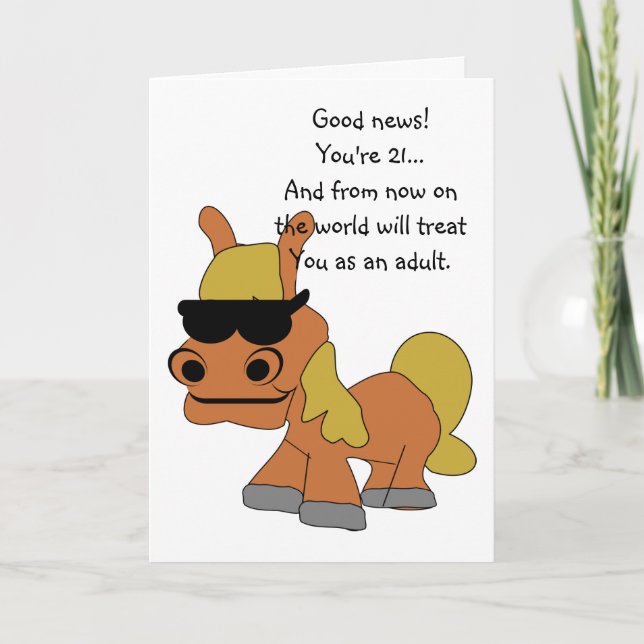 Humorvolles Pferdedesign Personalisiert 21. Geburt Karte (Vorderseite)