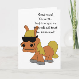 Humorvolles Pferdedesign Personalisiert 21. Geburt Karte