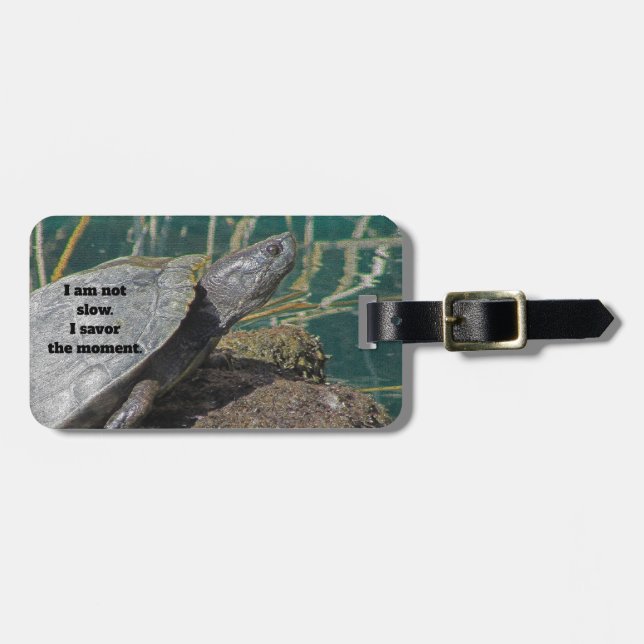 Humorvolles Turtle-Foto Erleben Sie die Augenreise Gepäckanhänger (Vorderseite horizontal)