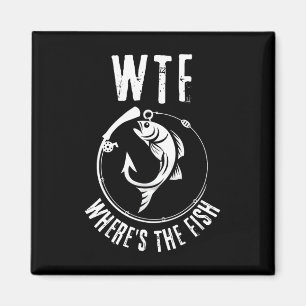 Humorvolles WTF Wo ist der Fisch' Für Angelfans Magnet