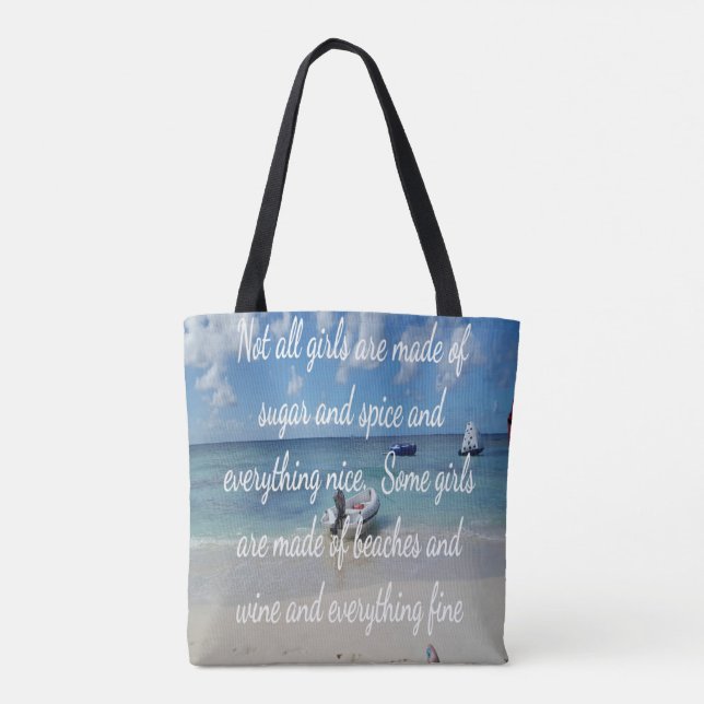 Humorvolles Zucker-und Gewürz-Zitat auf dem Strand Tasche (Rückseite)