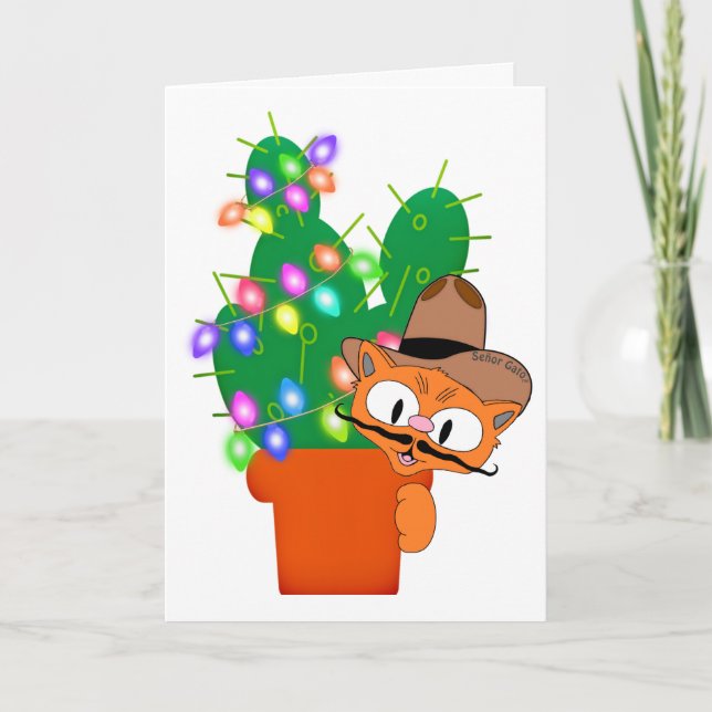 Humour Cowboy Cat Christmas Karte (Vorderseite)
