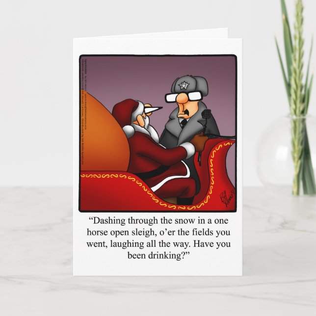 Humour de Noël Carte de voeux "Dashing Sleigh" (Devant)