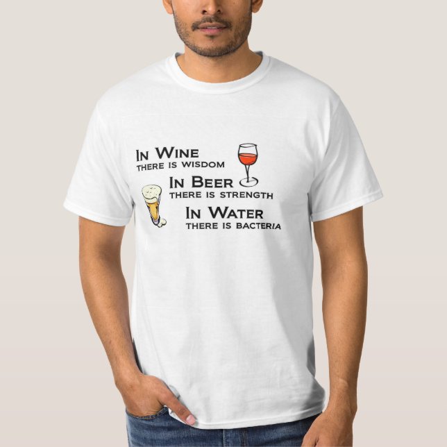Humour de T-shirt d'amants de vin et de bière (Devant)