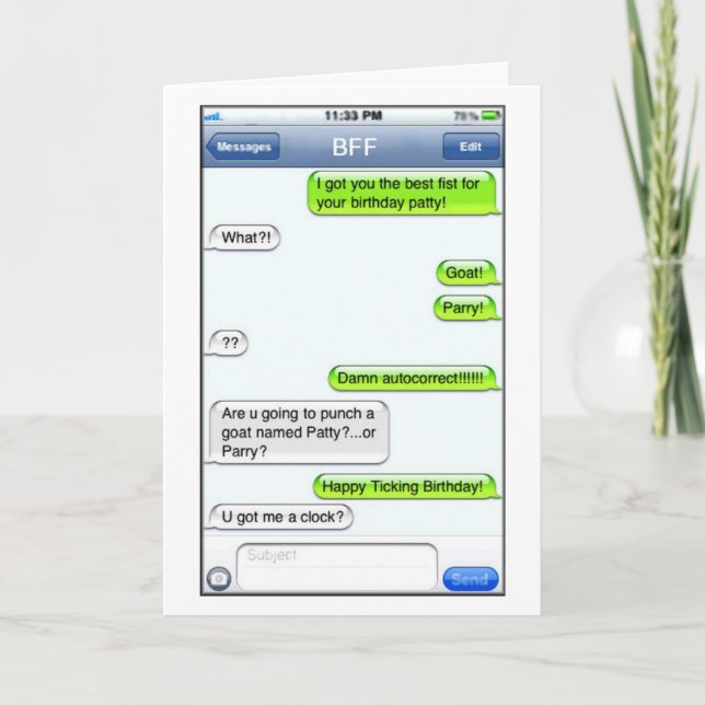 Humour des textes - carte d'anniversaire (Devant)