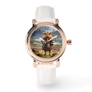 Humour Écossais : Montre Femme Vache des Highlands