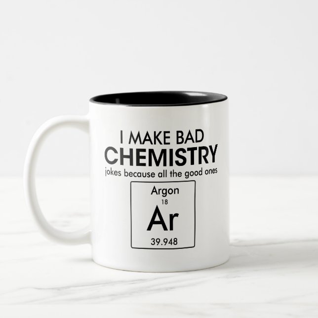 Humour Good Chemie Jokes Argon Funny Gift Zweifarbige Tasse (Links)
