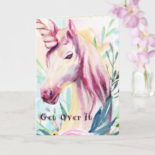 Humour Unicorne coloré Aquarelle obtenir carte de 