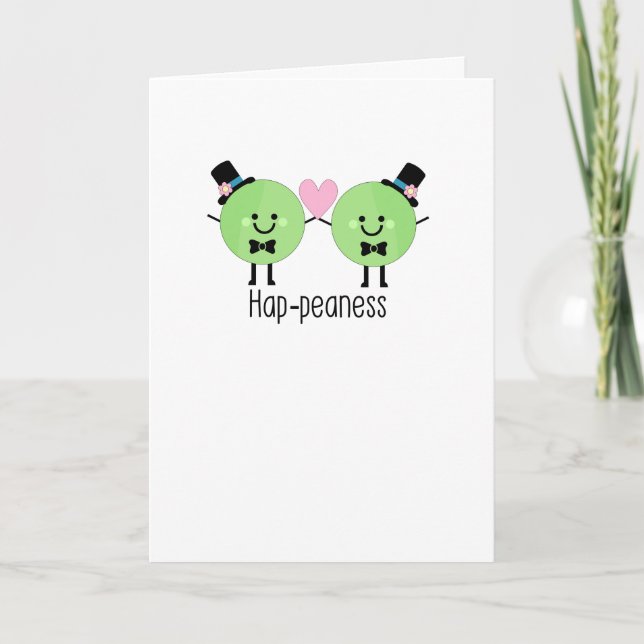 Humourous Wedding Card Niedliche männliche Erbsen Karte (Vorderseite)