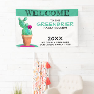 Humous Custom Welcome Family Wiedersehen Cactus Banner