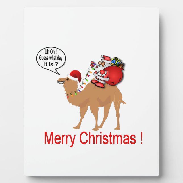Hump Day Camel Weihnachten mit dem Weihnachtsmann Fotoplatte (Vorderseite)