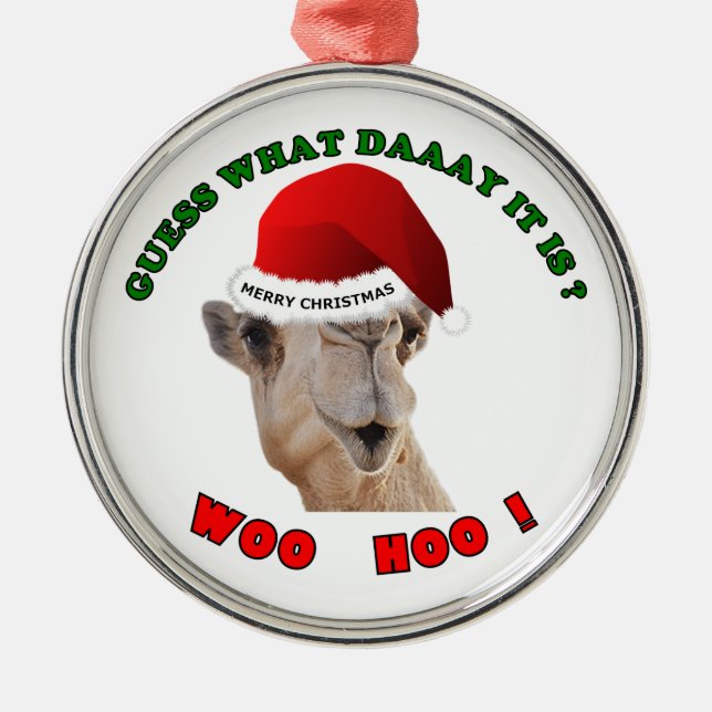 Hump Day Camel Weihnachtsgeschenk Silbernes Ornament (Vorne)