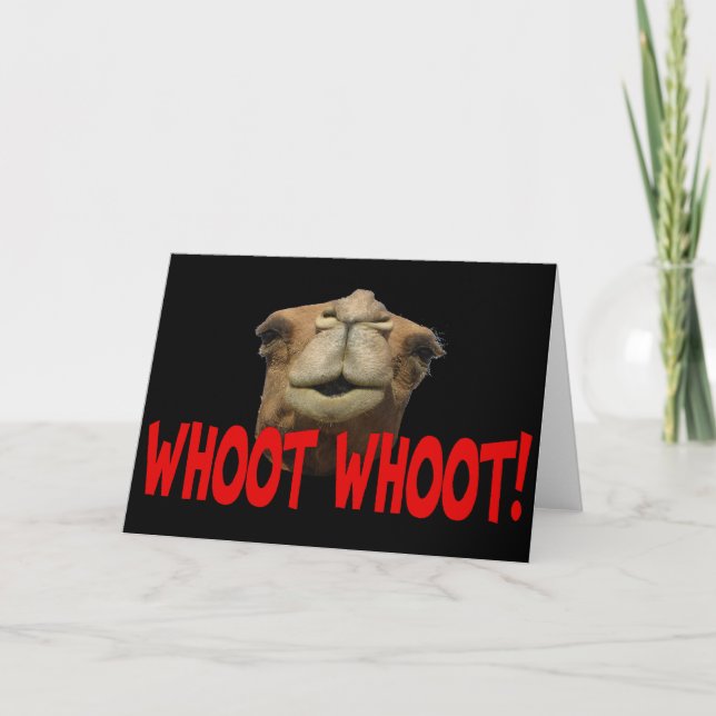 Hump Day Camel Whoot Whoot Grußkarte Karte (Vorderseite)