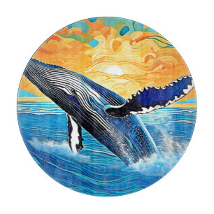 Humpback-Sonnenuntergangs-Sprung-Kunst Schneidebrett