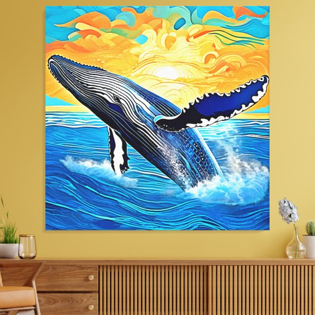 Humpback Sunset Leap Art Leinwanddruck (Insitu (Wohnzimmer))