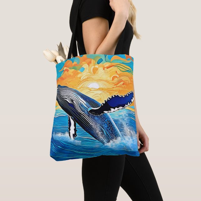 Humpback Sunset Leap Art Tasche (Von Nahem)