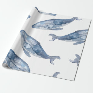 Humpback Wale in Wasserfarbe Geschenkpapier