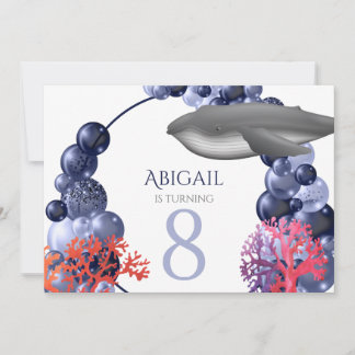 Humpback Whale Blue Balloon Arch Birthday Party Einladung