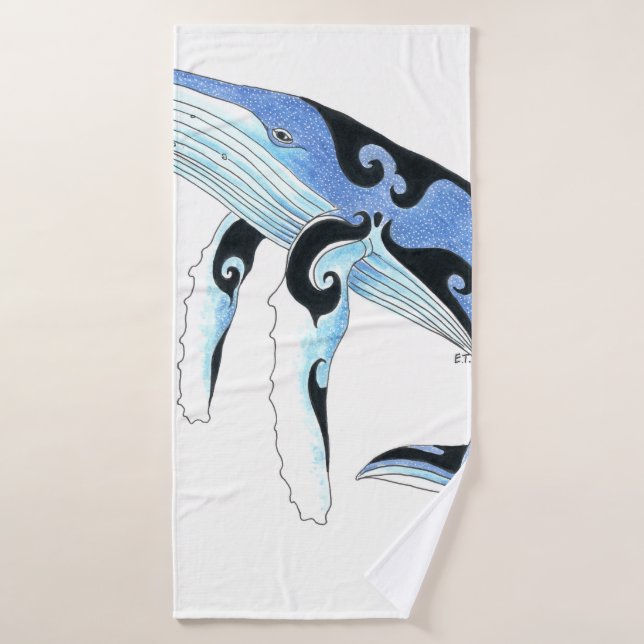 Humpback Whale Blue Spirit Ink Badhandtuch Set (Badehandtuch)