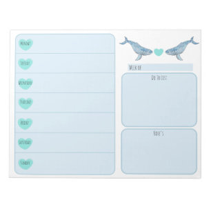 Humpback Whale Heart Weekly Planner Notizblock