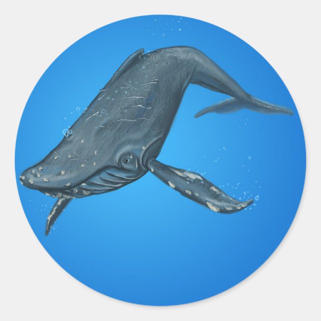 Humpback Whale Painting Runder Aufkleber (Vorderseite)