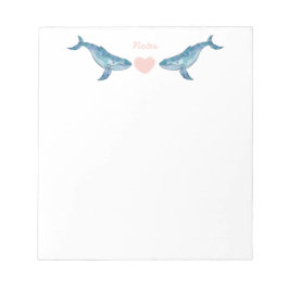 Humpback Whale Pink Heart Notepad Notizblock