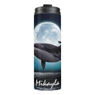 Humpback Whale über Vollmond Thermosbecher