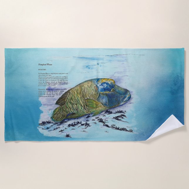 Humphead Wrasse handbemalt Print Beach Handtuch (Vorderseite)