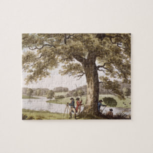 Humphrey Repton, der mit einem Theodolit