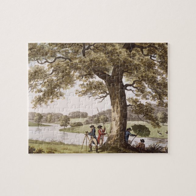 Humphrey Repton, der mit einem Theodolit (Horizontal)