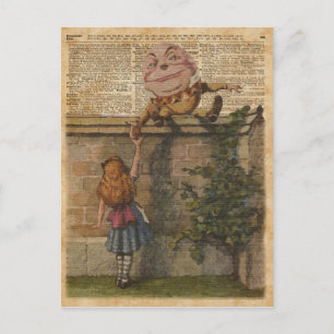 Humpty Dumpty & Alice Vintage-Buchillustration Postkarte
